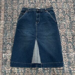 We The Free Blue Denim Buttoned Skirt